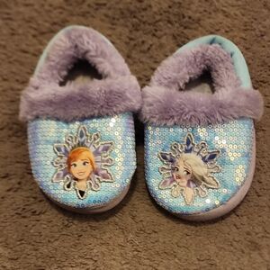 Like New Frozen Blue and Purple Sequin Character Slippers